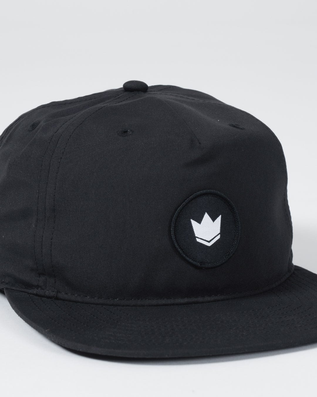 Crown Patch 5-Panel Strapback Hat - Black - Image 6