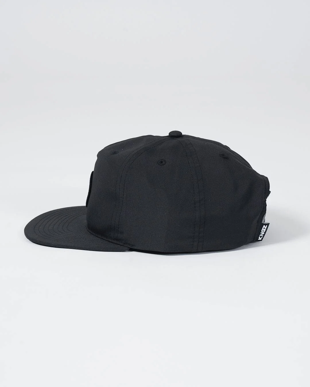 Crown Patch 5-Panel Strapback Hat - Black - Image 9